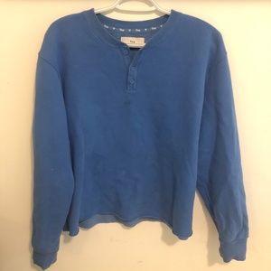 Blue Button Up Crew Neck